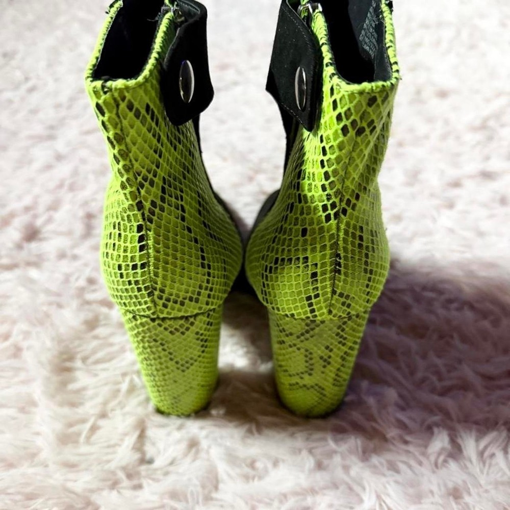 Neon‎ Snakeskin Python Colorblock Edgy Rave Y2K Streetwear Booties Womens 8.5 - Picture 4 of 6